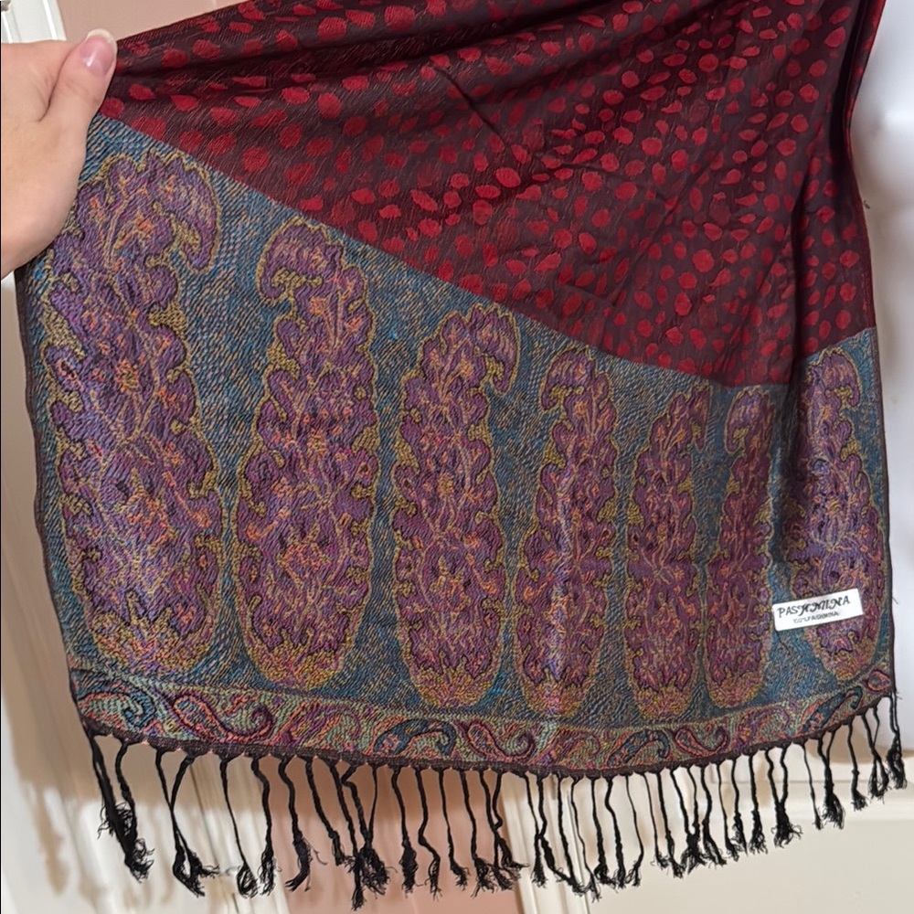 Pashmina Multicolor Patterned Scarf - Picture 3 of 6